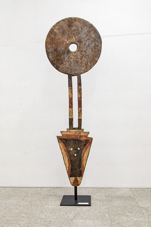 Bedu Brettmaske (Elfenbeinküste) Holz, Farbe, Metall